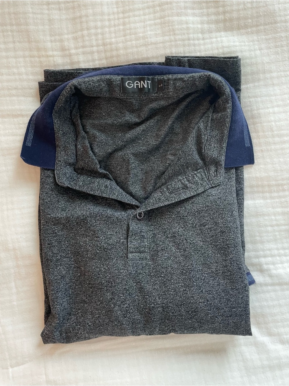 Gant Charcoal Polo with Navy Trim